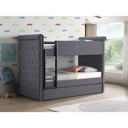 Transitional Upholstered Twin/Twin Bunk Bed & Trundle